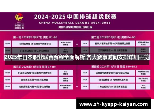 2025年日本职业联赛赛程全面解析 各大赛事时间安排详细一览