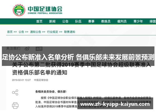 足协公布新准入名单分析 各俱乐部未来发展前景预测